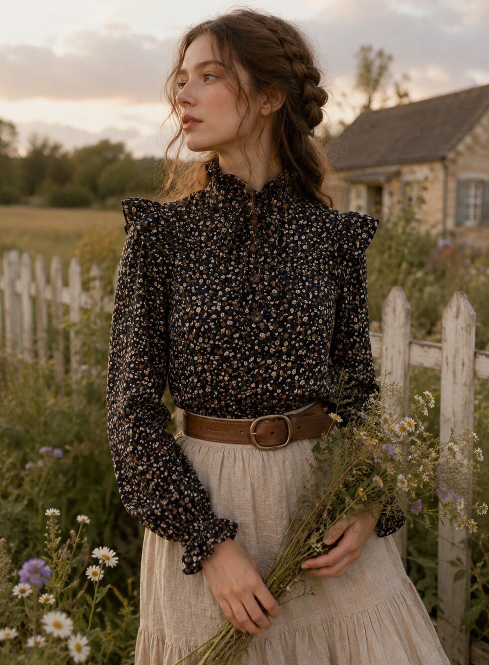 Anthropologie Saint Geraldine Corduroy Cottagecore Victorian Blouse Size Medium